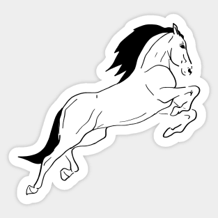 Black line art jumping horse Sticker